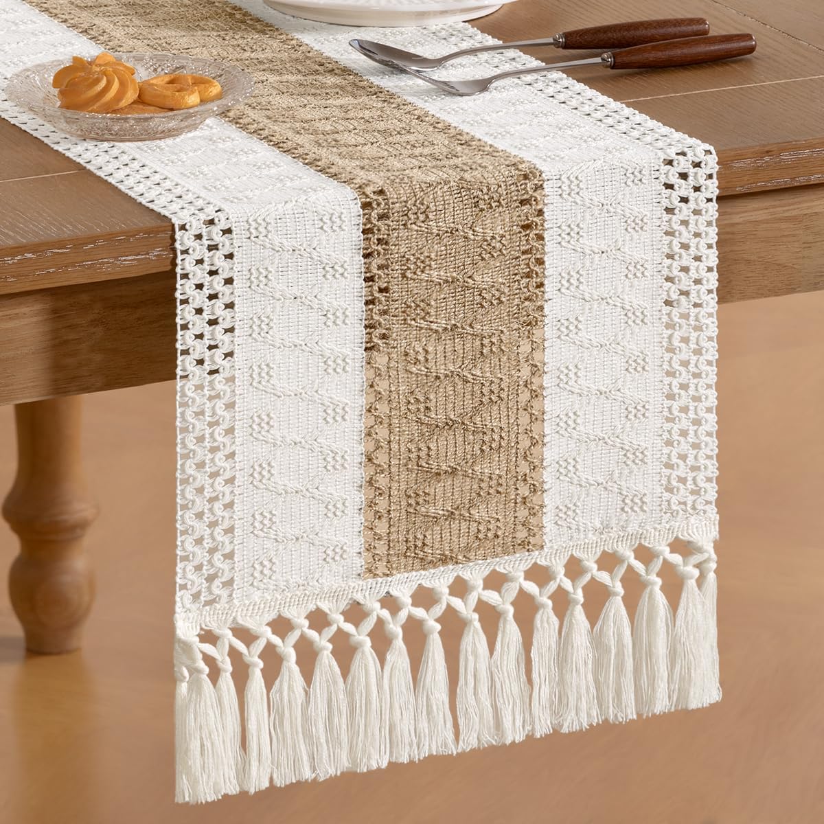 Boho Table Runner Fall Farmhouse Rustic Dining Dresser Scarf Home Decor
