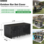 SUNICO Outdoor Bar Covers Waterproof,Bar Height Patio Set Covers,76x34x42in
