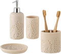 Bathroom Accessories Set, 4 PCS, Sandstone Look Leaf Beach Style