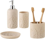 Bathroom Accessories Set, 4 PCS, Sandstone Look Leaf Beach Style