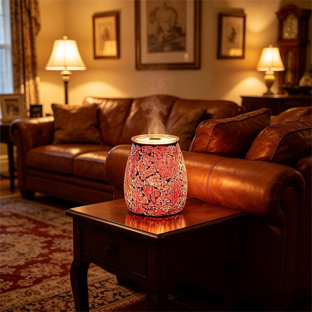 Dicimi Candle Warmer Lamp with Timer, Electric Wax Melt Warmer with Stepless Dimming & 2-10H Auto-Off, 2-in-1 Scented Wax Warmer & Night Light, Gradient Glass Home Decor for Bedroom Office