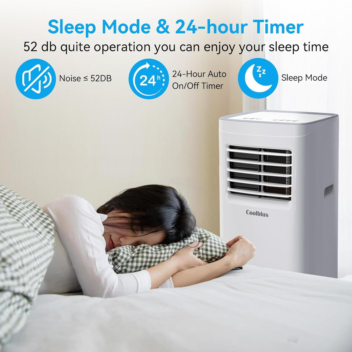Coolblus 10000 BTU Portable Air Conditioners Cool Up to 450 Sq.Ft, 3-IN-1 Portable AC Unit with Remote Control/LED Display/Installation Kits & Screwdriver/24Hrs Timer for Home/Office, White-10000BTU