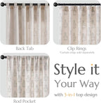 jinchan Linen Floral Curtains for Living Room 63 Inch Length Gray Flower - Image 6