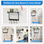 Broom Holder Wall Mount, Mop Organizer with Cleaning Tools Storage Shelf