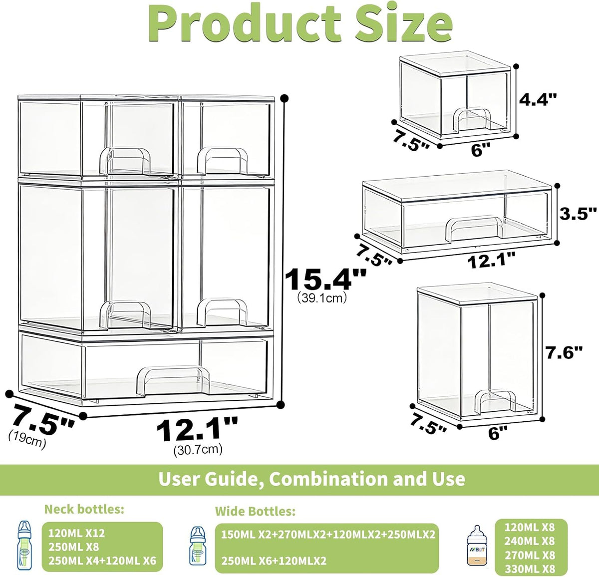 Bottle Storage Organizer Baby: Acrylic Stackable Storage Drawers