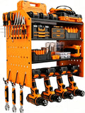 4-Tier Power Tool Organizer,Tool Storage Rack with 4 Drill Holders, Cordless Tool Organizer,Heavy Duty Power Tool Shelf for Garage,Warehouse,Workshop, Gift for Men,Husband