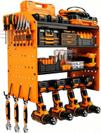 4-Tier Power Tool Organizer,Tool Storage Rack with 4 Drill Holders, Cordless Tool Organizer,Heavy Duty Power Tool Shelf for Garage,Warehouse,Workshop, Gift for Men,Husband