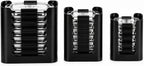 Food Container Lid Organizer for Rubbermaid Brilliance Lid, 3-Piece Lid Organizers for Cabinet, Holds 24 Snap-On Lids, Stackable Kitchen Cabinet Organizer for 0.5, 1.3, 3.2 & 4.7 Cup Lids, Black