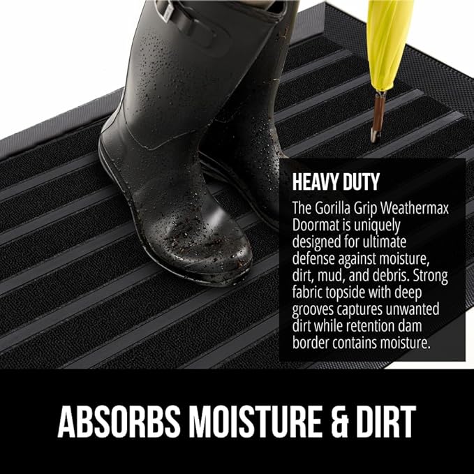 GORILLA GRIP 100% Waterproof All-Season WeatherMAX Doormat US Designed Natural - Image 4