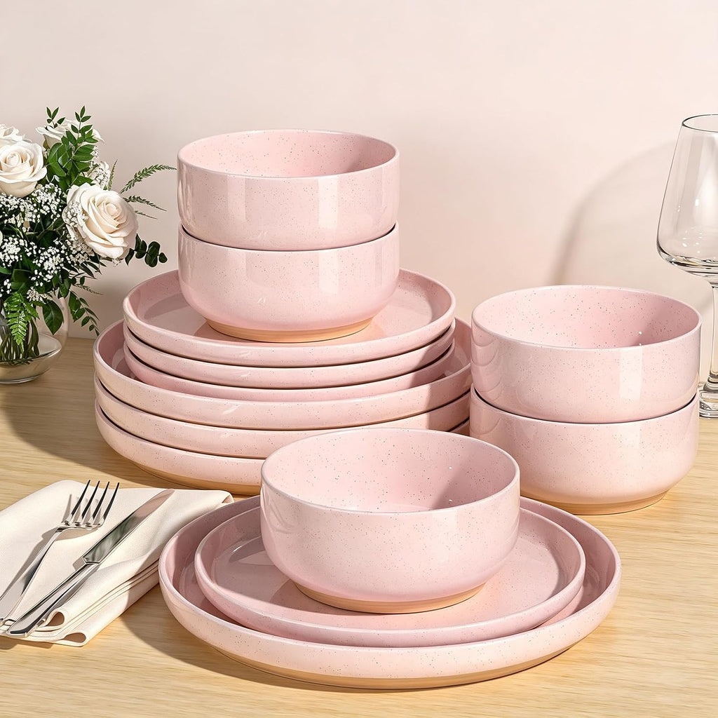 Umite Chef Ceramic Dinnerware Set for 4, 12-Piece Plates and Bowls Set