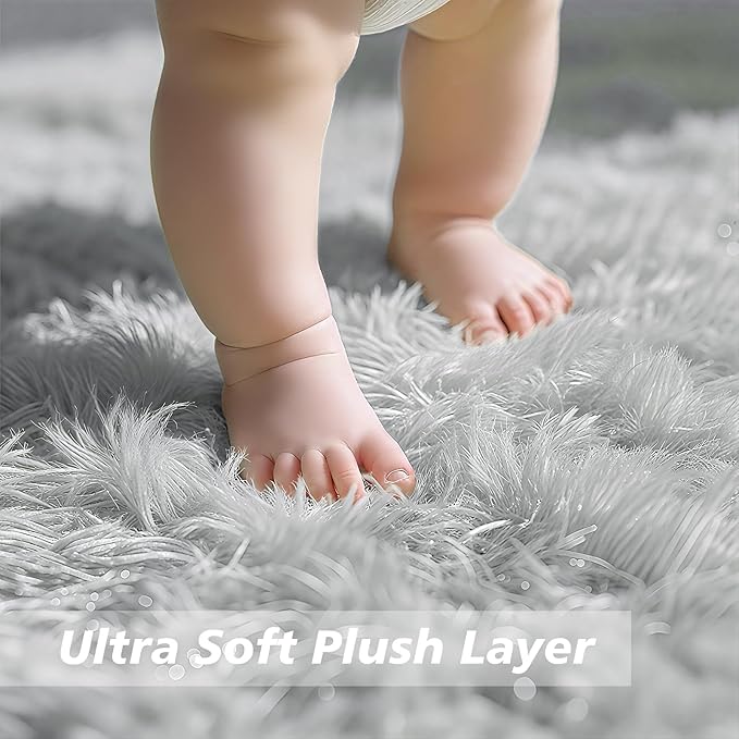Shag Area Rug for Bedroom 5x8, Soft Fuzzy Rug Non-Shedding Indoor Plush Carpet - Image 2
