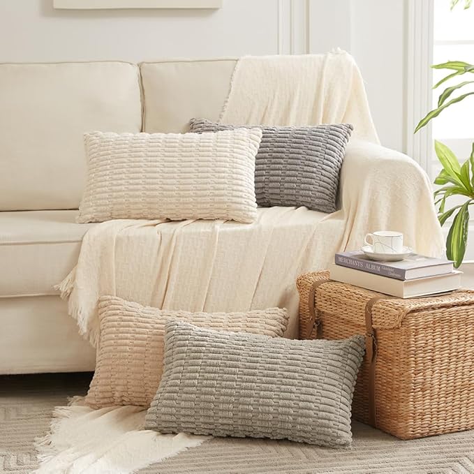Fancy Homi 4 Packs Tan Decorative Throw Pillow Covers 16x24 Inch - Image 7
