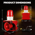 AC110V Industrial Siren Alarm Strobe Light-120dB Loud Horn&Red Beacon Warning Light,Waterproof Indoor/Outdoor Safety Alarm for Emergency,Factory,Office,Fires,Tornado,Intruders,Animal Deterrent