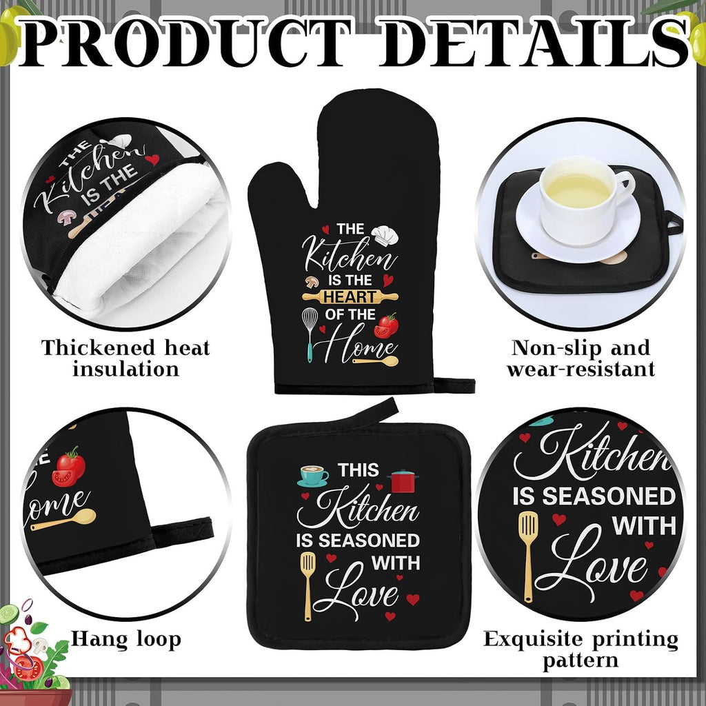 Fourluoo 10 Pcs Black Food Kitchen Decor and Accessories Set
