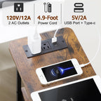 LOAKEKEL Narrow End Table with Charging Station, Side Tables Living Room