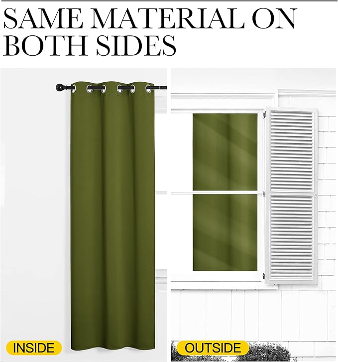 NICETOWN Olive Green Blackout Curtains 78 inches Length - Image 5