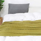 BOURINA Olive Green Throw Blanket 60x80 Inches Throw Textured Solid Soft Sofa - Image 6