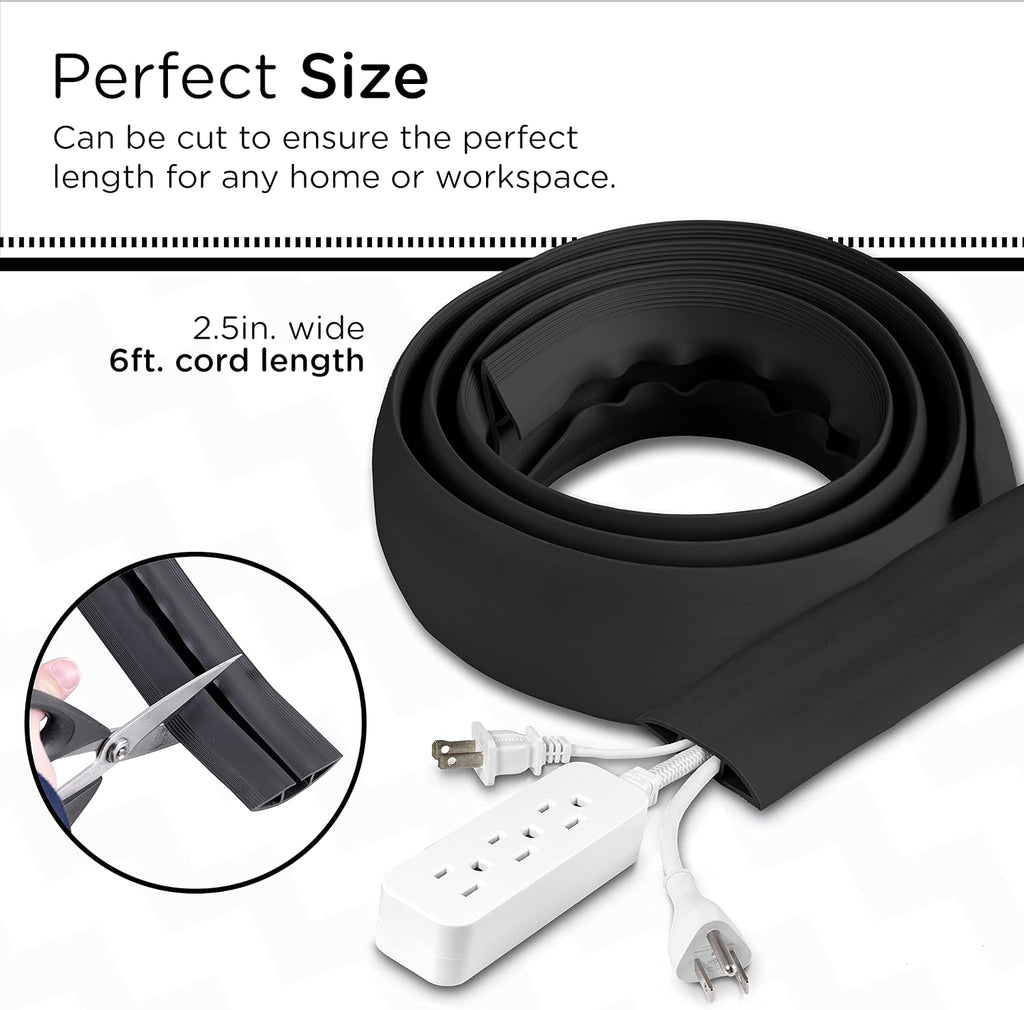 Cordinate 6ft Floor Cord Cover, Cable Protector, Hide Extension Cords