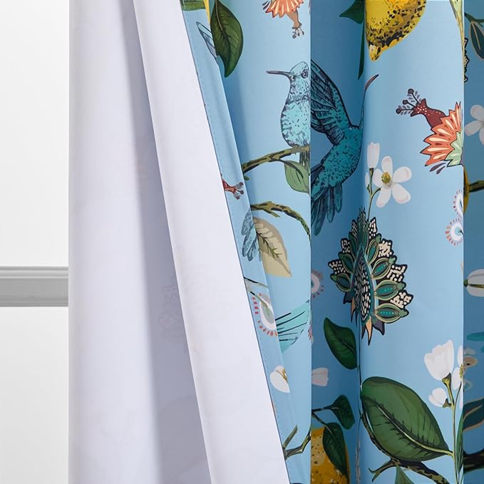 Topfinel Blue Patterned Curtains 2 Pages 96 Inches Long Blackout Heat Block - Image 9
