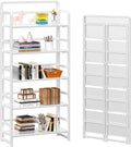 4NM No Assembly 5 Tier Folding Bookshelf Tall Storage Shelves Vintage Bookcase Standing Racks for Bedroom Living Room Home Office