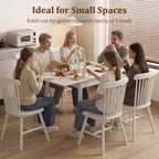 Solid Wood Small Dining Table for 2-6, 23.6"L-47.2"L Expandable Kitchen Table, Designed for Small Spaces, Easy Assembly, Suitable for Kitchen, Dining Room, Living Room, Apartment (White)