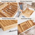 Silverware & Utensil Drawer Organizer, 18.5-33 in, Bamboo