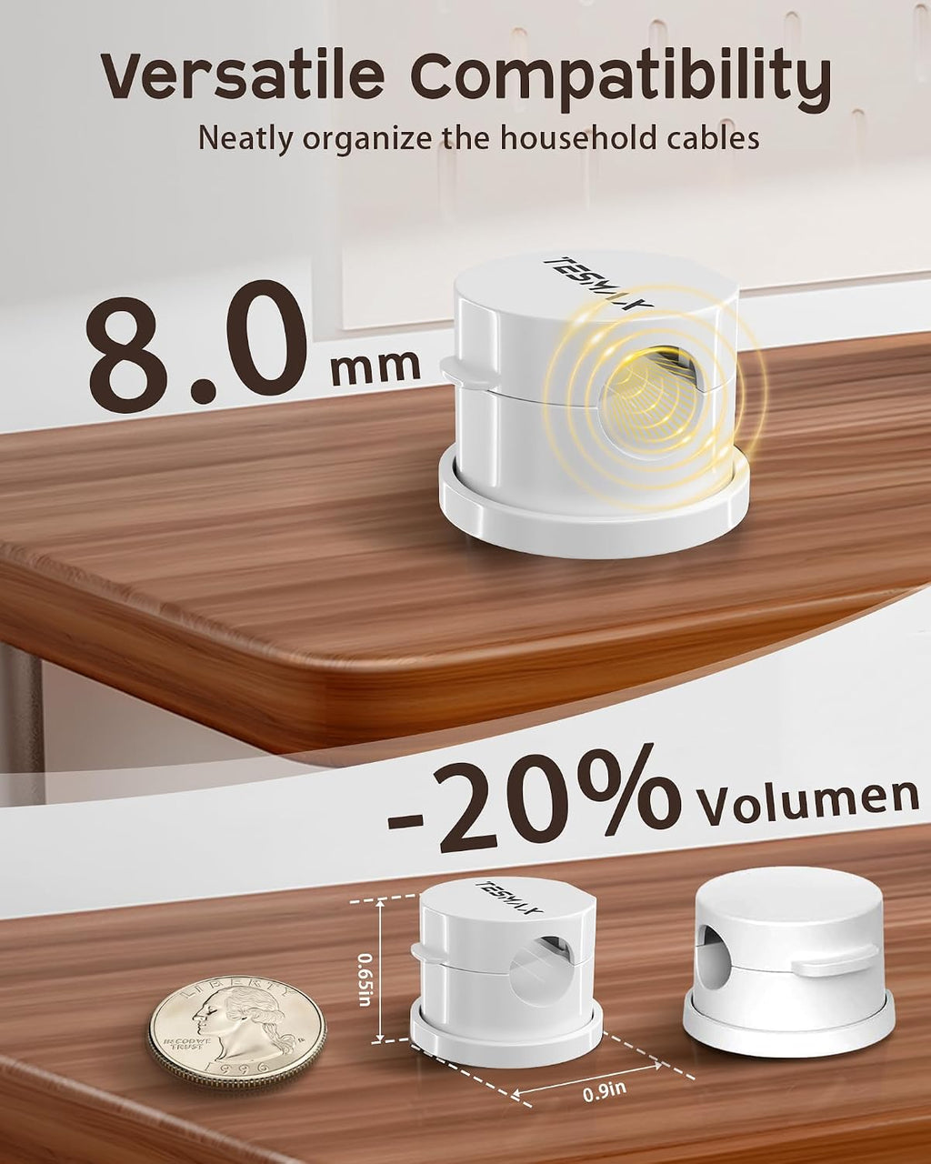 12Pack Magnetic Cord Holder 360° Rotating, 1s Lock Adhesive Desk Organizers