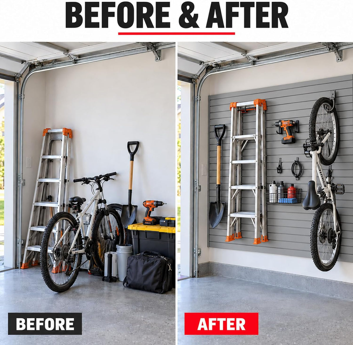 Slatwall Panels Garage Wall Organizer, 4 x 8 ft PVC Slat Wall Panels, Grey