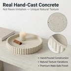 Round Solid Concrete Tray, Fluted Centerpiece for Coffee Table Decor 13"