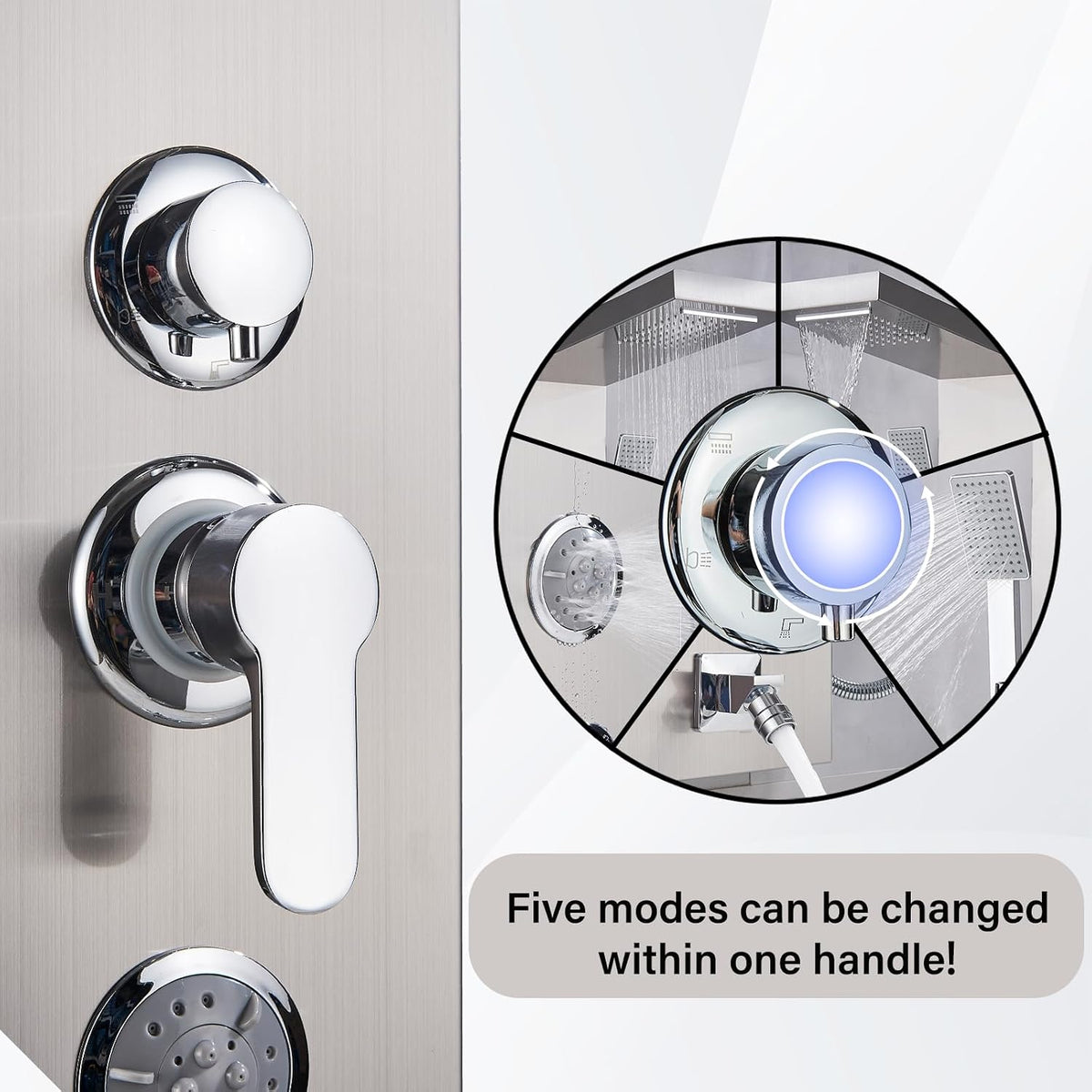 Shower Panel Massage Jets Rainfall Waterfall Shower Head, Shower Stainless Steel Wall Mount Massage Multi-Function Bathroom Shower Panel Tower System, Brushed Nickel……
