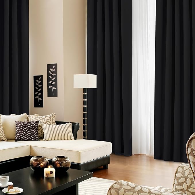 Deconovo Blackout Curtains, Thermal Insulated, W42 x L72 2 Panels, Back Tab - Image 4