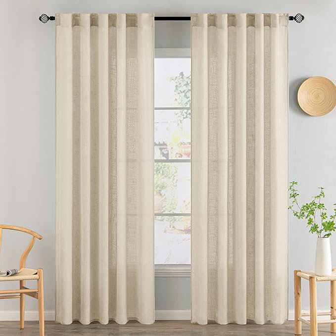 MIULEE Linen Curtains 84 Inch Length 2 Panels by MIULEE