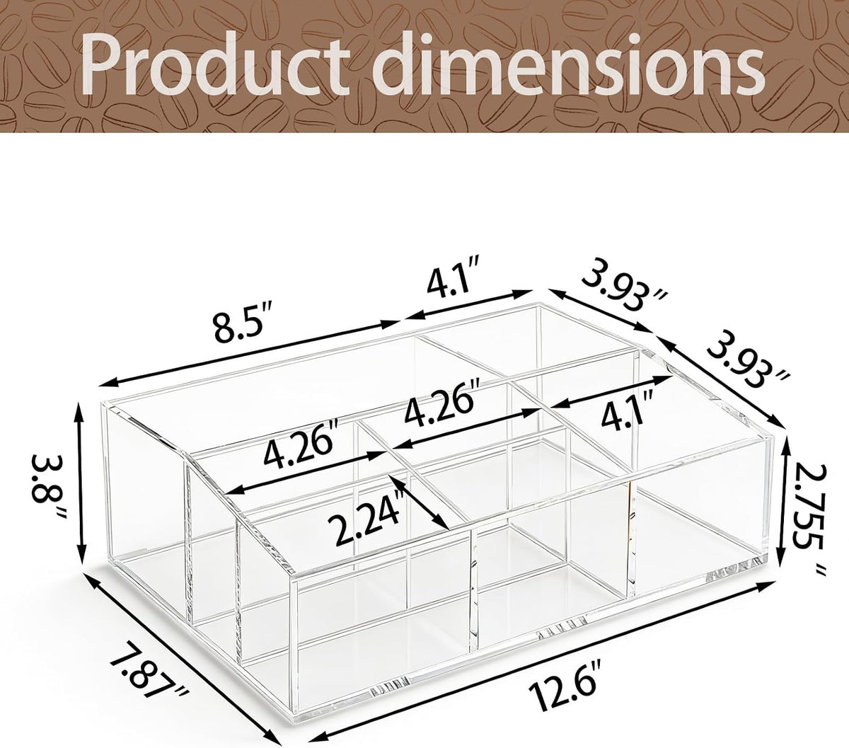 Coffee Bar Accessories, Acrylic Coffee Station Organizer Storage Box