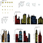 decalmile Colorful City Skyline Building Silhouette Wall Decals Stickers