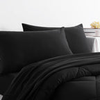NTBAY Twin Microfiber Bed in a Bag, Comforter Set with Sheet 5 Piece, Black
