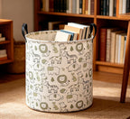 CLOCOR Laundry Basket,Collapsible Storage Baskets,Room Decor,Gift Basket（Green Animals