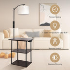 PESRAE Floor Lamp with Table & Remote, End Table with Charging Station