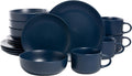 10 Strawberry Street Wazee Matte Coupe Dinnerware Set, 16 pc, Midnight Blue