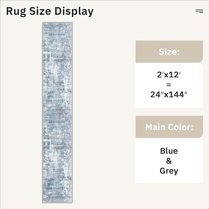 Runner Rug 2x12 Washable Non-Slip Hallway Runner Rugs - Image 5