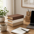 Decorative Linen Faux Book Storage Box Neutral Decorative Book Accent,8"