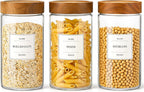 CONNOO 40oz Airtight Glass Storage Containers with Wood Lids (3-Pack)