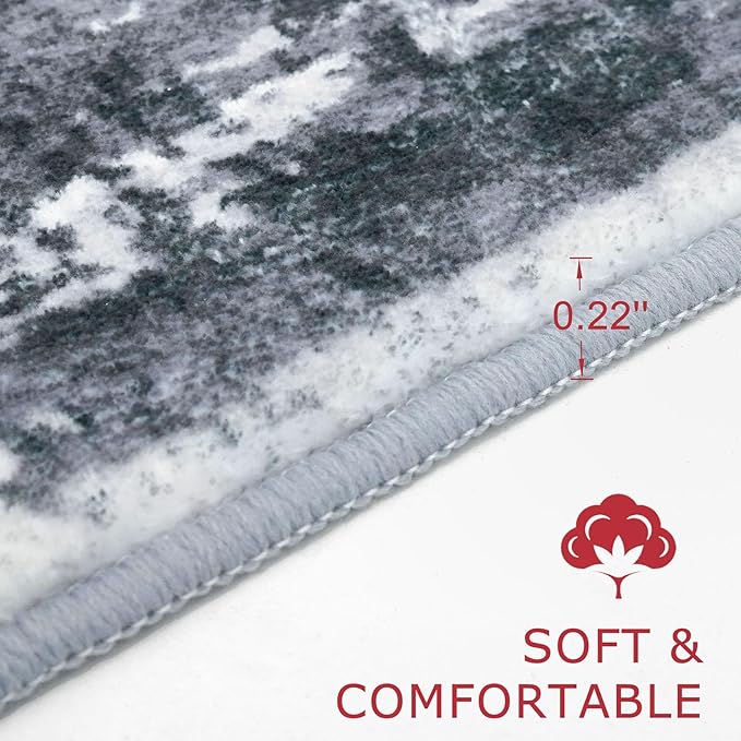 KOZYFLY Modern Abstract Area Rug 8x10 Gray Washable Large Living Room Thin Rugs - Image 2