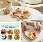 6.3 Inch Ceramic Pink Dessert Plates, Heart Shaped Appetizer Plate Set, 10P