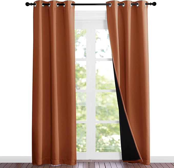 NICETOWN Burnt Orange Blackout Curtains 84 inches Long, Full Light Blocking by NICETOWN