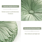 HIG Set of 2 Decorative Round Pleated Throw Pillows, Classy Accent Pumpkin - Image 3