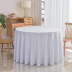 10-Pack Round 120-inch White Table Cloths, Solid Stain and Wrinkle Resistant Circular Tablecloth, Premium Plain Weave Polyester Fabric Table Linen Covers for Hotel, Banquet