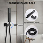 Bathroom Shower System with 14x20 Inch Ceiling Mount LED Head & 8 Inch Wall Head and Handheld Shower 4 Function Valve with body jets,Matte Black