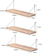 Floating Wall Shelves, Rustic Wood Wall Mounted Shelf Set of 3