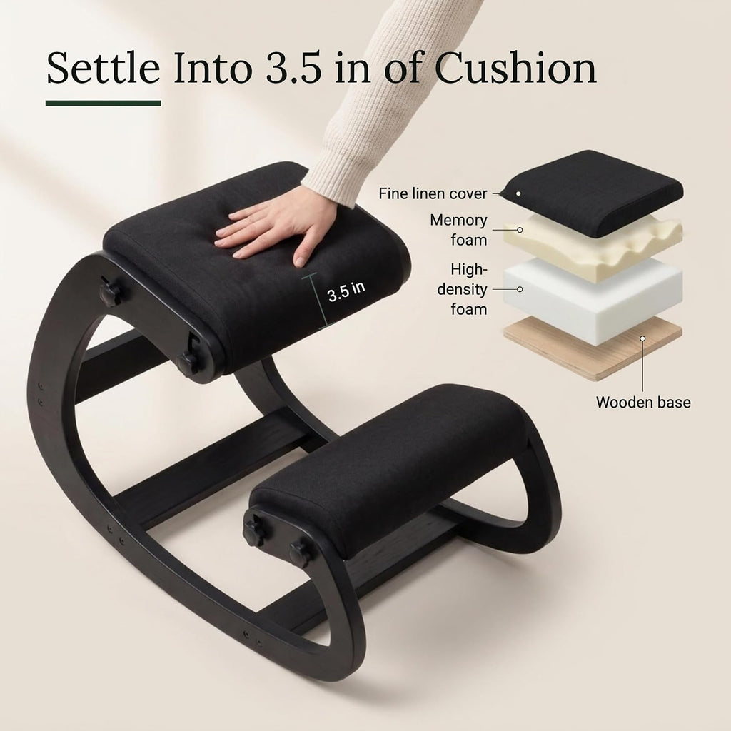NYPOT Ergonomic Kneeling Chair with Adjustable Seats - Knee Chair for Posture Correction & Kneel Rocking Stool for Desk - Back Pain Relief for Home and Office, Supports 250 pounds - 5 Years Warranty