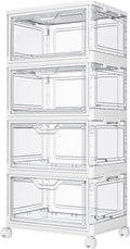 Kmiectse Clear Storage Bins with Lids - 4 Tier 23qt Plastic Stackable Bins